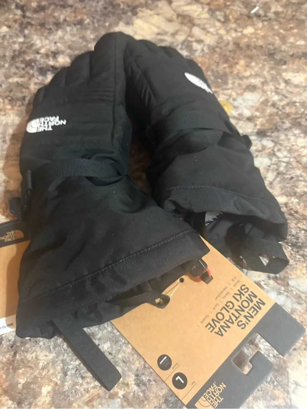 The North Face Men's Black Winter Ski Gloves with Logo